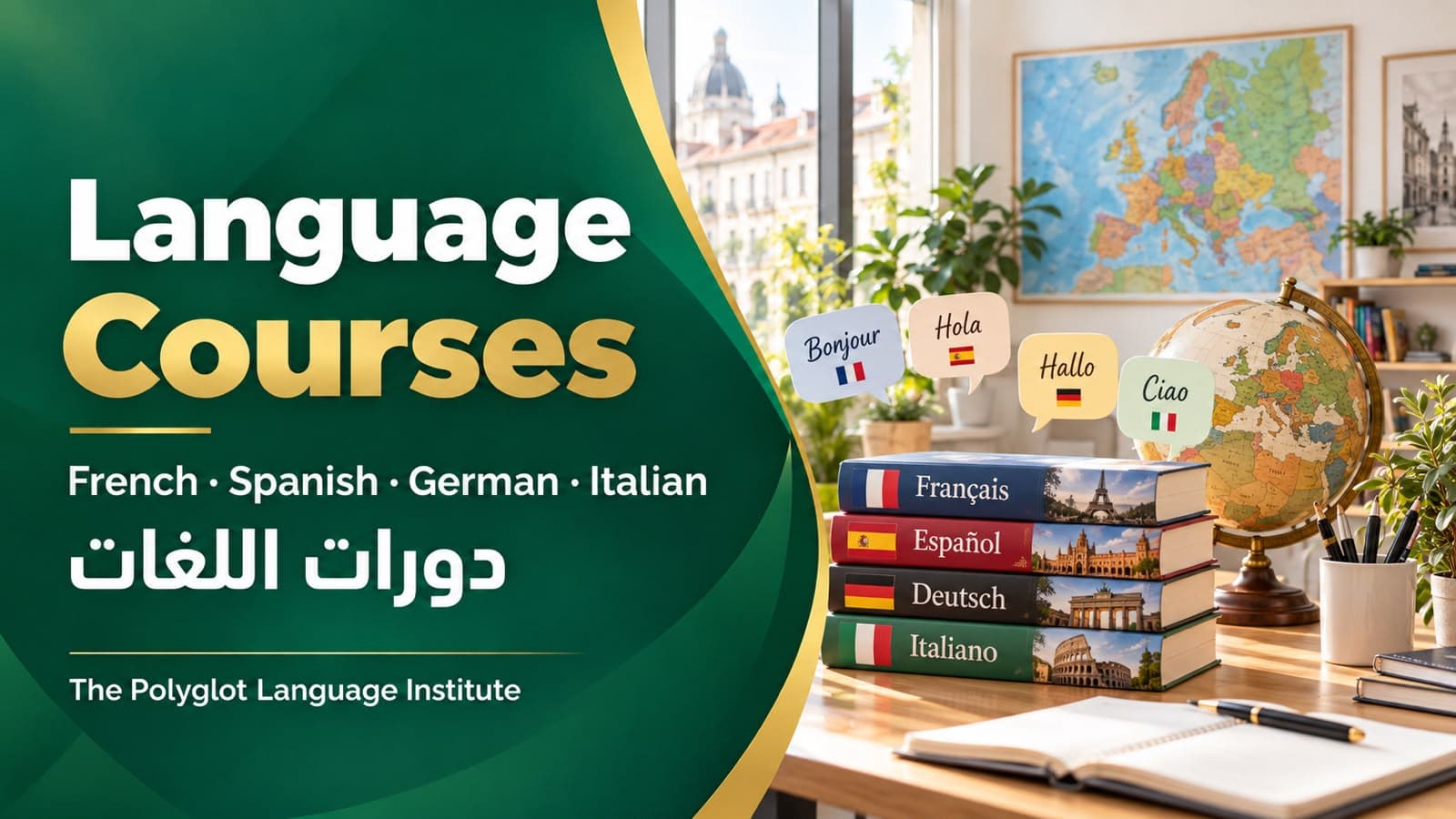 دورات الفرنسية والإسبانية والألمانية والإيطالية في معهد بوليغلوت للغات